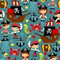 Retro Pirate Adventure Seamless Pattern Background Royalty Free Stock Photo