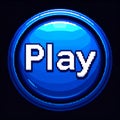 Retro Pixel Art Style Blue Play Button Royalty Free Stock Photo