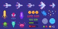 Retro pixel space invader game assets Royalty Free Stock Photo