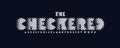 Retro pixelated font, bold checkerboard style letters, experimental pixel alphabet for game headline and logo, personal