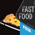 Retro pizza Fast food Vector