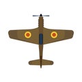 Retro plane top view vector icon aircraft aviation. Air travel biplane isolated transport above. Cartoon classic vehicle jet