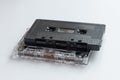 Retro plastic cassettes tape from 70s 80s 90s. Concept of music history Royalty Free Stock Photo
