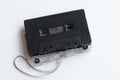 Retro plastic cassettes tape from 70s 80s 90s. Top view. Concept of music history