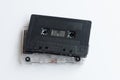 Retro plastic cassettes tape from 70s 80s 90s. Top view. Concept of music history