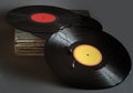 Vinyl records. Retro, plates on a gray background. Royalty Free Stock Photo