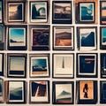 422 Retro Polaroid Photos: A vintage and nostalgic background featuring retro polaroid photos in faded and retro colors that evo