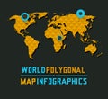 Retro polygonal world map Royalty Free Stock Photo