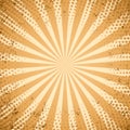 Retro pop art background with halftone dots and starburst rays. banner for comic book superhero. flat vector Royalty Free Stock Photo