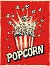 Retro Popcorn Explosion Illustration With Bold Cinema Style And Playful Energy Royalty Free Stock Photo