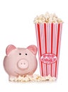 Retro popcorn with piggy bank cut out