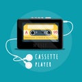 Retro portable cassette player with earphones