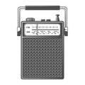 Retro portable radio. Monochrome vintage style isolated vector illustration Royalty Free Stock Photo