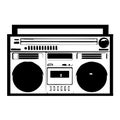 Retro portable stereo radio cassette recorder Vector illustration