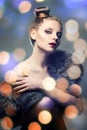 Retro portrait of beautiful woman in fur coat Royalty Free Stock Photo