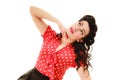 Retro. Portrait of woman girl with pinup hairstyle Royalty Free Stock Photo