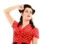 Retro. Portrait of woman girl with pinup hairstyle Royalty Free Stock Photo