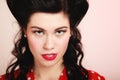 Retro. Portrait of woman girl with pinup hairstyle Royalty Free Stock Photo