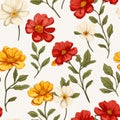 Retro Portulaca: Vibrant Colors On Solid White Background