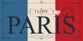Vintage postcard with words I love Paris Royalty Free Stock Photo