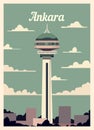 Retro poster Ankara city skyline vintage vector illustration