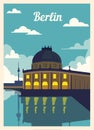 Retro poster Berlin city skyline. vintage vector illustration