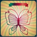 Retro poster with butterfly on old scrach Royalty Free Stock Photo