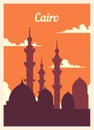 Retro poster Cairo city skyline. vintage vector illustration