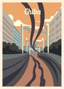 Retro poster Chiba city skyline vintage vector illustration