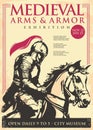 Retro poster design for medieval arms and armor museum