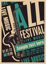 Retro poster for the jazz festival with saxophone Royalty Free Stock Photo