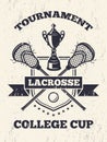 Retro poster of lacrosse theme in sport college