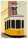 Retro poster Lisbon city skyline vintage, vector illustration