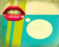 Retro poster with red mouth. Royalty Free Stock Photo