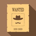 Retro poster Wanted offender for reward. portrait of the killer. flat vector illustration Royalty Free Stock Photo