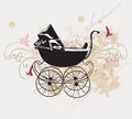 Retro pram Royalty Free Stock Photo