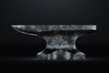 Retro profession concept, blacksmith, hard work, strength. Metal heavy anvil isolated on a dark background. 3D illustration, 3D