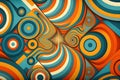 Retro psychedelic background in color sheme 70s, 80s, 90s. For different original design. Generetive AI