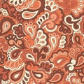 Retro Psychedelic Swirls and Paisleys Vector Seamless Pattern