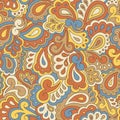 Retro Psychedelic Swirls and Paisleys Vector Seamless Pattern