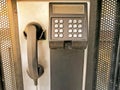 Retro public pay telephone. Royalty Free Stock Photo