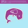 Retro purple Environment protection concept whale dead icon isolated on turquoise background. Vector Illustration