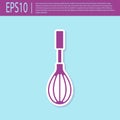 Retro purple Kitchen whisk icon isolated on turquoise background. Cooking utensil, egg beater. Cutlery sign. Food mix