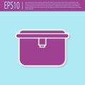 Retro purple Lunch box icon isolated on turquoise background. Vector Illustration Royalty Free Stock Photo