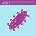 Retro purple Sea cucumber icon isolated on turquoise background. Marine food. Vector. Royalty Free Stock Photo