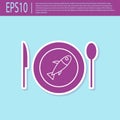 Retro purple Served fish on a plate icon isolated on turquoise background. Vector. Royalty Free Stock Photo