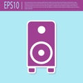 Retro purple Stereo speaker icon isolated on turquoise background. Sound system speakers. Music icon. Musical column Royalty Free Stock Photo