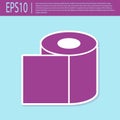 Retro purple Toilet paper roll icon isolated on turquoise background. Vector Illustration Royalty Free Stock Photo