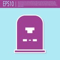 Retro purple Tombstone with RIP written on it icon isolated on turquoise background. Grave icon. Vector Illustration