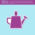 Retro purple Watering can icon isolated on turquoise background. Irrigation symbol. Vector